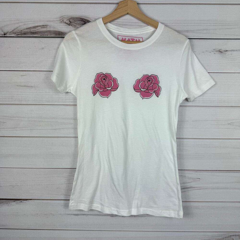 Katy Perry Official Rosy Pasties Graphic T-Shirt White‎ Womens Sz M